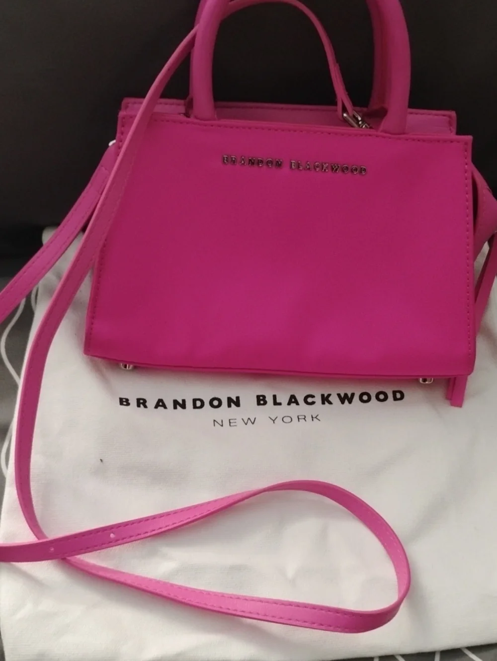 Brandon Blackwood  Hot Pink Mini Satchel with Top Handles. With Dust Cover Bag .